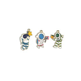 10pcs Walking Astronauts Charms DIY Metal Enamel Pendants for Jewelry Making