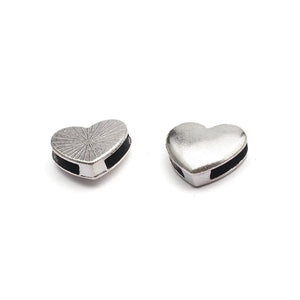 10pcs Heart Charms Slider Beads for Flat Leather Cord Bracelet