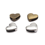 10pcs Heart Charms Slider Beads for Flat Leather Cord Bracelet