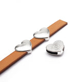 10pcs Heart Charms Slider Beads for Flat Leather Cord Bracelet