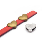 10pcs Heart Charms Slider Beads for Flat Leather Cord Bracelet