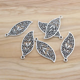 10pcs Filigree Hollow Leaf Charms Pendant Necklace Jewelry Findings
