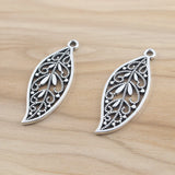 10pcs Filigree Hollow Leaf Charms Pendant Necklace Jewelry Findings