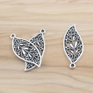 10pcs Filigree Hollow Leaf Charms Pendant Necklace Jewelry Findings
