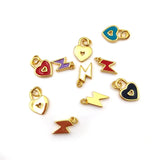 10pcs Heart Lock Lightning Plated Pendant Charm DIY Necklace Finding