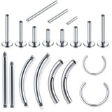 10pcs Titanium Lip Piercing Accessories 14G 16G Bar Body Jewelry