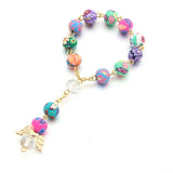 Colorized Beads Catholic Rosary Bracelet Women Religious Jesus Crucifix