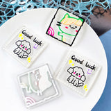 10pcs Square Cat Arylic Pendant Charms for Jewelry Making DIY