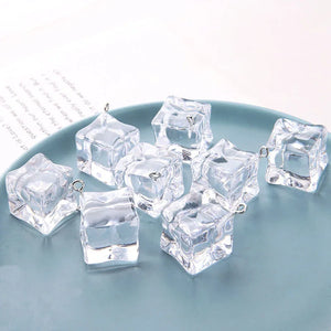10pcs Ice Cube Resin Pendants 3D Ice Charms For Jewelry Earring Keychain