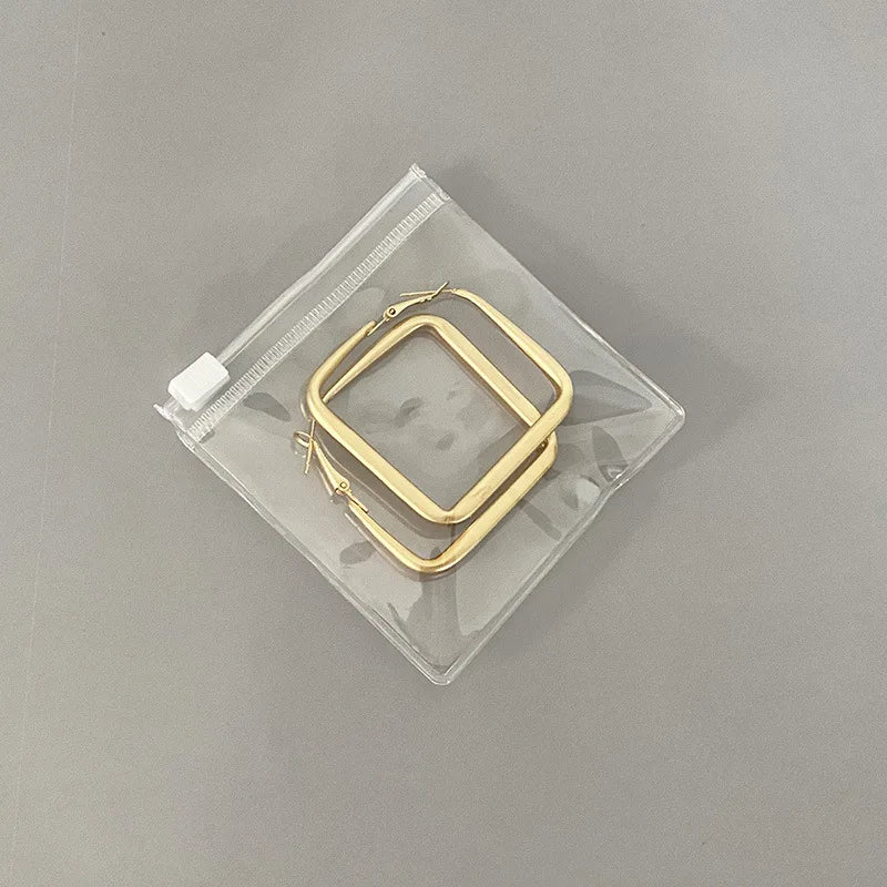 10pcs Transparent Zip Lock PVC Bags Square Clear Zipper Jewelry Pouches