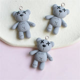 10pcs Bear Resin Charms Keyring Pendant DIY Jewelry Making