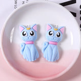 10pcs Moon Crescent Cat Charms Resin Animals Pendant Jewelry Findings