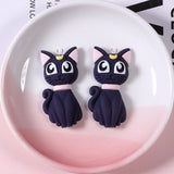 10pcs Moon Crescent Cat Charms Resin Animals Pendant Jewelry Findings