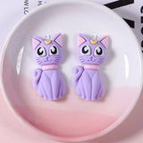 10pcs Moon Crescent Cat Charms Resin Animals Pendant Jewelry Findings