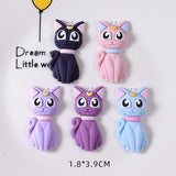 10pcs Moon Crescent Cat Charms Resin Animals Pendant Jewelry Findings