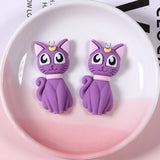 10pcs Moon Crescent Cat Charms Resin Animals Pendant Jewelry Findings