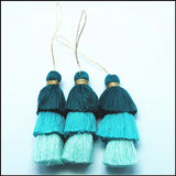 10pcs Tri-color Tassel Keychain Craft DIY 70mm