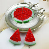 10pcs Triangle Watermelon Resin Charms for DIY Jewelry