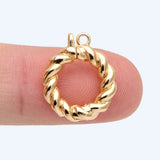 10pcs Twist Circle Bail 14mm, 18K Brass Plated, For Jewelry Making