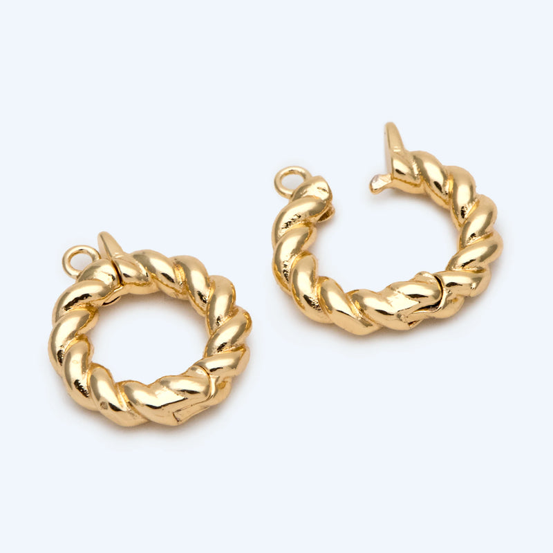 10pcs Twist Circle Bail 14mm, 18K Brass Plated, For Jewelry Making