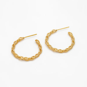 10pcs Twist Earring Studs, 18K Gold/Rhodium Plated, Round Circle Hoop Earring