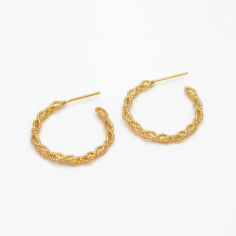 10pcs Twist Earring Studs, 18K Gold/Rhodium Plated, Round Circle Hoop Earring
