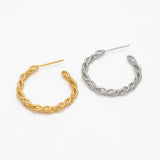10pcs Twist Earring Studs, 18K Gold/Rhodium Plated, Round Circle Hoop Earring