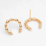 10pcs 18K Plated Brass Stud Earring, U-Shaped Ear Posts
