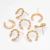 10pcs 18K Plated Brass Stud Earring, U-Shaped Ear Posts