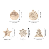 10pcs Unfinished Wood Christmas Cutouts Xmas Decor DIY Accessories