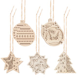 10pcs Unfinished Wood Christmas Cutouts Xmas Decor DIY Accessories
