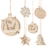 10pcs Unfinished Wood Christmas Cutouts Xmas Decor DIY Accessories