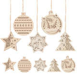 10pcs Unfinished Wood Christmas Cutouts Xmas Decor DIY Accessories