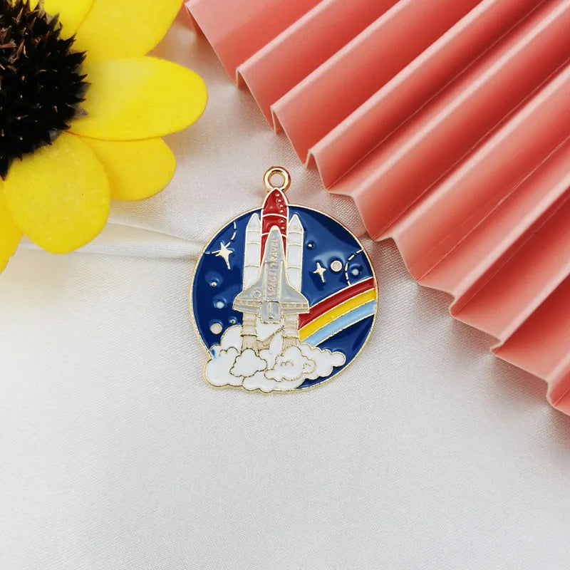 10pcs Enamel Sky Rocket Charms for Earring DIY