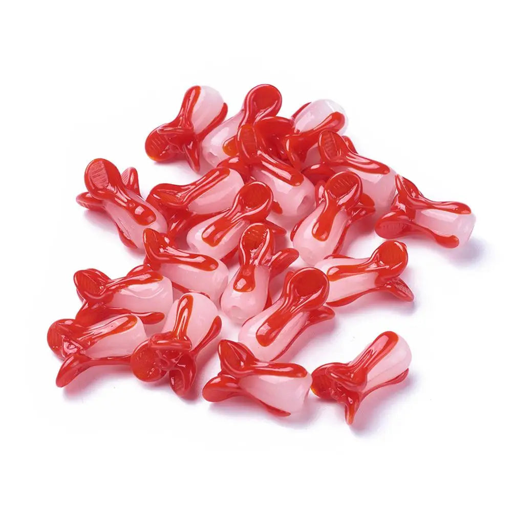 10pcs Two Tone Cabbage Shape Lampwork Beads for DIY Jewelry