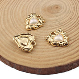 10pcs Vintage Heart Inlaid Pearl Charm Pendant Jewelry Accessories
