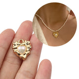 10pcs Vintage Heart Inlaid Pearl Charm Pendant Jewelry Accessories