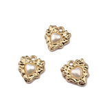 10pcs Vintage Heart Inlaid Pearl Charm Pendant Jewelry Accessories