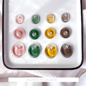 10pcs Vintage Resin Ear Stud Translucent Ring Pendant DIY Earrings