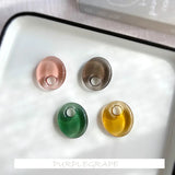 10pcs Vintage Resin Ear Stud Translucent Ring Pendant DIY Earrings