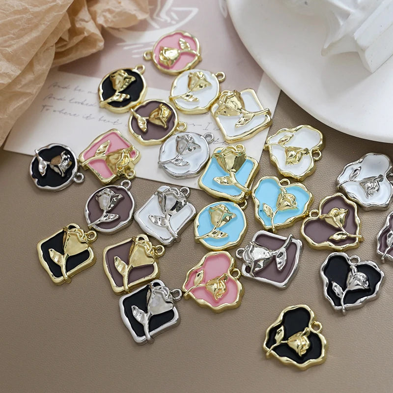 10pcs Vintage Rose Alloy Love Pendant DIY Accessories