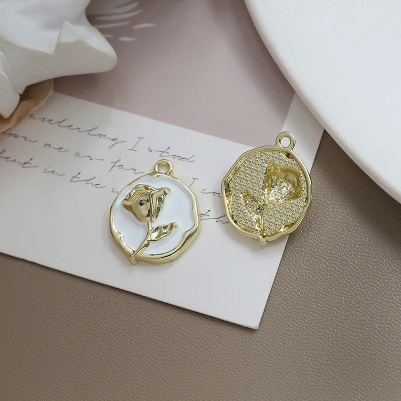 10pcs Vintage Rose Alloy Love Pendant DIY Accessories