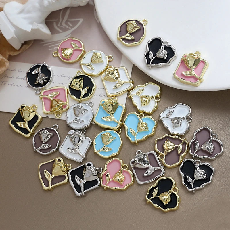 10pcs Vintage Rose Alloy Love Pendant DIY Accessories