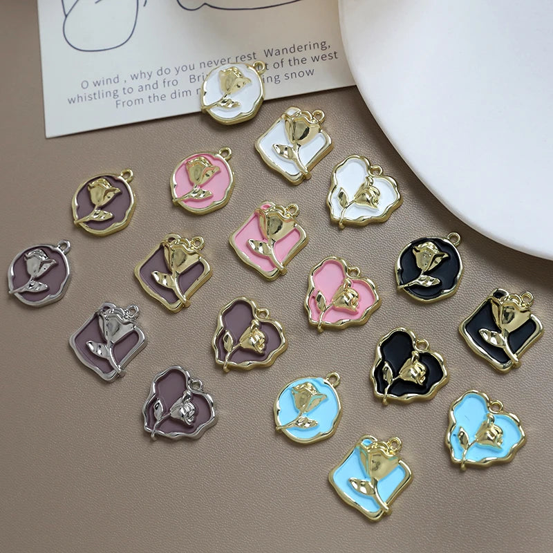 10pcs Vintage Rose Alloy Love Pendant DIY Accessories