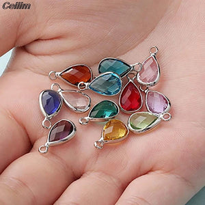 10pcs Water Drop Metal Glass Crystal Charms For Jewelry Making DIY