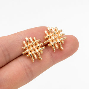 10pcs 18K Plated Brass Weave Earring Components
