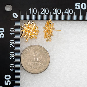 10pcs 18K Plated Brass Weave Earring Components