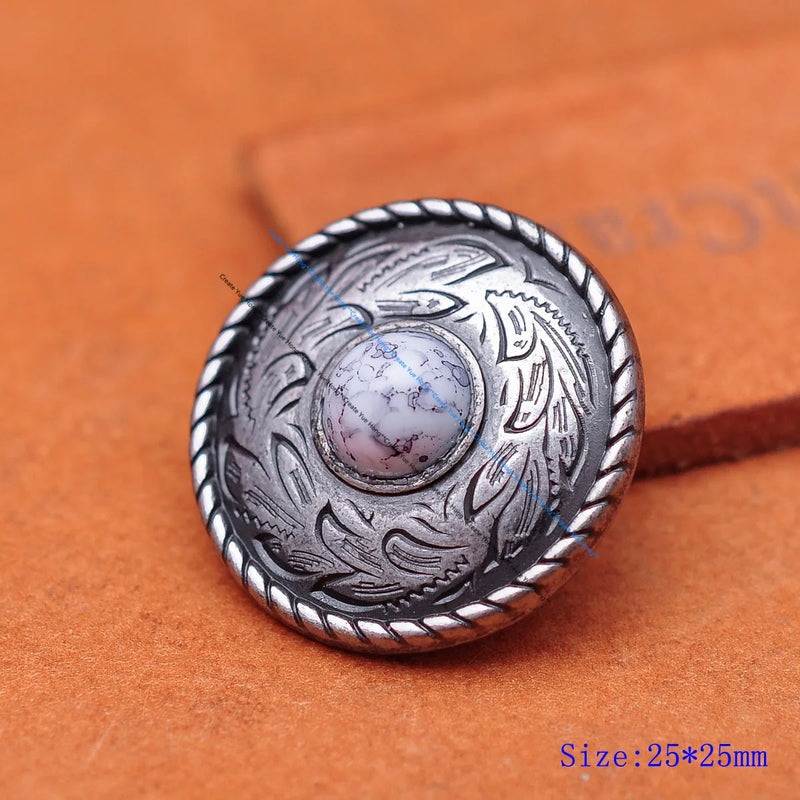 10pcs Western Antique Silver Turquoise Concho Button Screwback