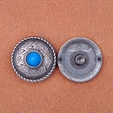 10pcs Western Antique Silver Turquoise Concho Button Screwback