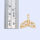 10pcs CZ Paved Mermaid Tail Charms, Whale Tail 18mm